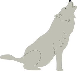 Silhouette Illustration of a Howling Wolf