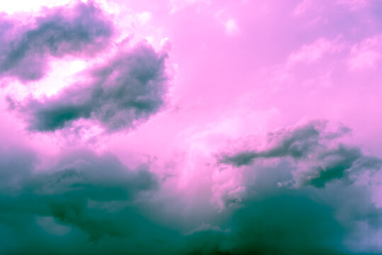 Overcast magenta sky with dark rain cloud in rainy and windy day. - Powered by Adobe