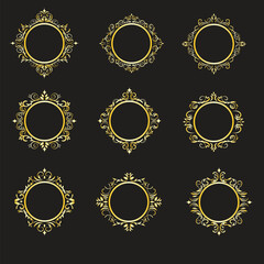 Set of Decorative Golden Circle Frame