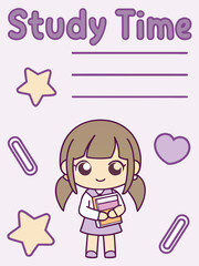 Cute Girl Student Holding Books Study Time Illustration