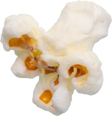 Tasty popcorn close up isolated on white background