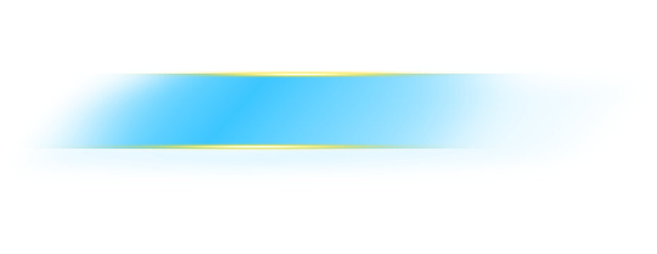 Blue light flare with yellow highlight rectangle label on transparent background