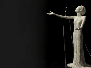 4. Dramatic Musical Performance Concept with an Abstract Human Form and Microphone
