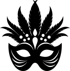 Silhouette of Masquerade Party Mask, White Background