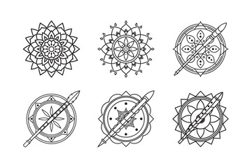 line art of many type mandala bundle on the white background