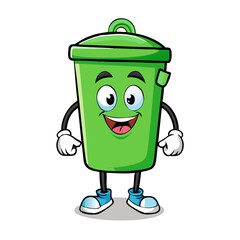 Recycling bin cartoon character vector isolate on white background 
