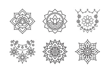 line art of many type mandala bundle on the white background