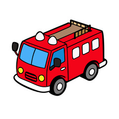 Cartoon red fire truck car 