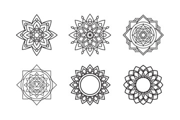 line art of many type mandala bundle on the white background