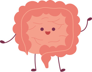 Cute Intestine Human Organ Illustration

