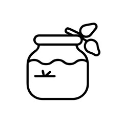 Jam jar with mint leaves in minimalistic line style  