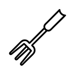 Gardening pitchfork icon with simple outline design  