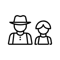 Farmer and child illustrated in minimalist style for icon concept  