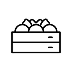Wooden crate filled with assorted vegetables and produce icon  