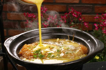 food, japanese food, delicious, pork chops with slippery egg