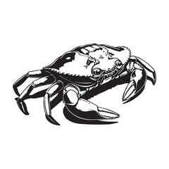 crab in black and white vector side pose black and white vector