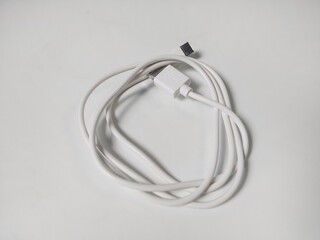 USB and micro USB cable, on white background in insulation
