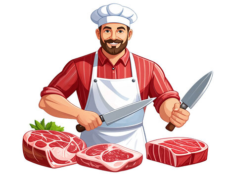 chef with knife,et doğrayan kasap ,şef 