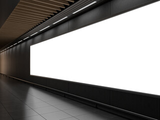 White Blank Screen Billboard Mockup Indoor in Subway Station