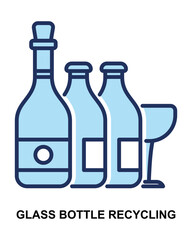 Recycle glass bottle recycling in glyph blue tone style