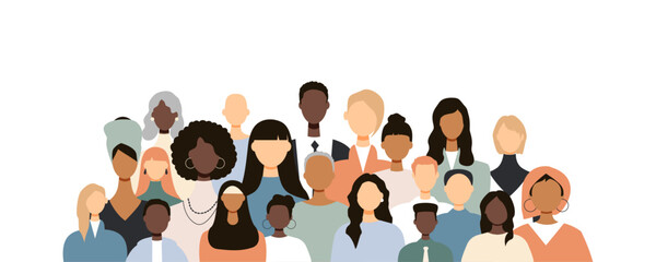 Different people stand side by side together.