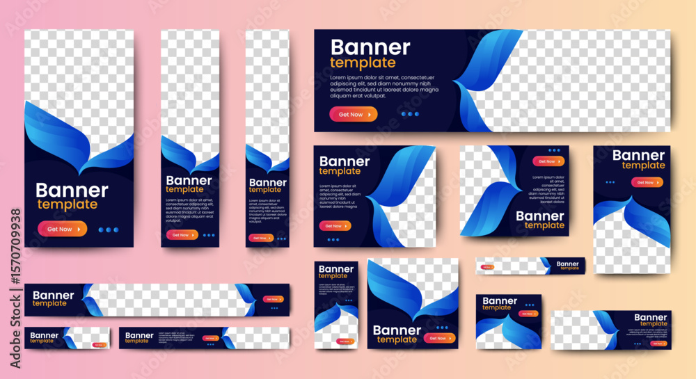 Wall mural web advertisement banner templates bundle. web banners of standard size with a place for photos. vec