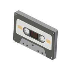 Isometric Audio Cassette Tape Vector: Retro Music, Vintage Media, and 80s Technology