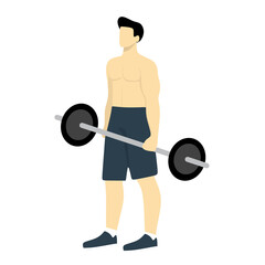 Shirtless Man Lifting Barbell Workout in Gym Illustration