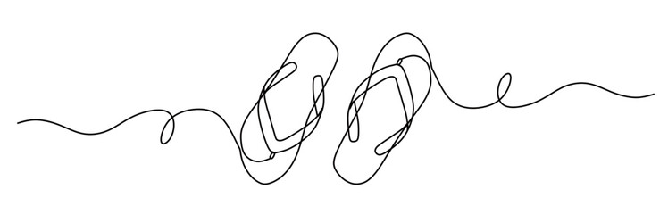continuous line art of a flip flop