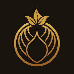 Luxury golden fruit leaf logo design vector