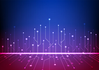 Digital technology circuit background. Futuristic network data concept. Design for abstract connections machine learning.