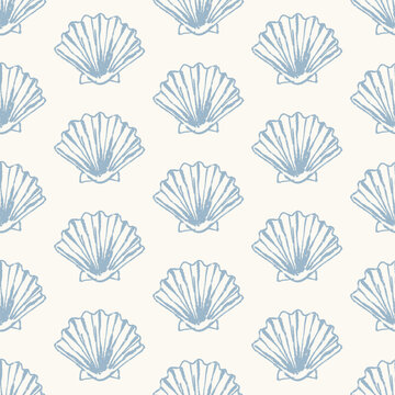 Ocean shell motif in seamless repeating pattern