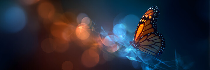 An abstract background with beautiful abstract business transformation innovation. Change from traditional to high technology-like life cycle of a butterfly. To imply a successful future business