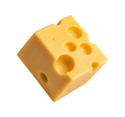 swiss cheese cube isolated on white background