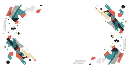 Obraz premium Abstract geometric shapes frame a blank white space.