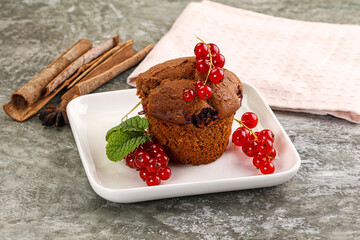 Delicous cupcake with red currant