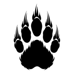 Black bear paw with claws print logo design 
