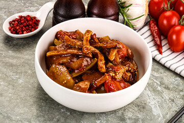 Asian cuisine pork in oyster sauce