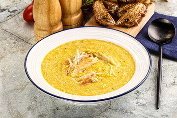 Corn cream soup with crab