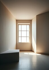 Fototapeta premium Room with a window Empty room interior design architecture blank design room striking structures clean lines geometric shapes dramatic angles play of light and shadow capturing architectural