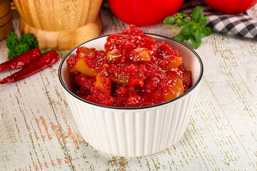 Hungarian Lecho with bell pepper and tomato