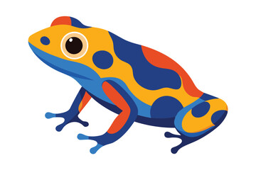 Vibrant poison dart frog illustration with blue orange and yellow patterns