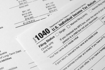 USA tax form 1040 for US individual tax return. Close-up