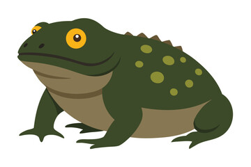 Cartoon green frog with yellow eyes and green spots