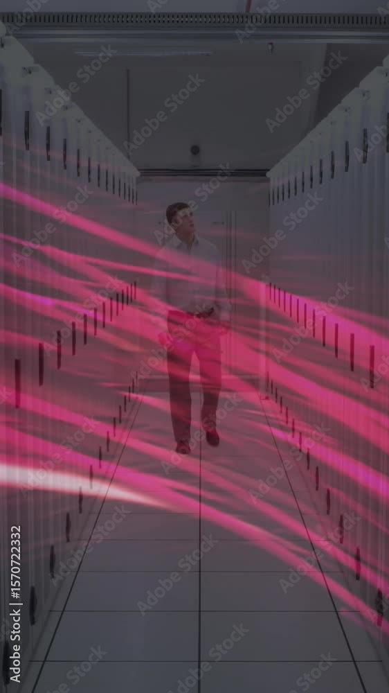 Poster animation of scope scanning and data processing over warehouse