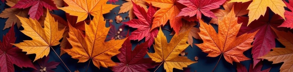 Obraz premium Intricate autumn leaf pattern, vibrant colors, foliage, red