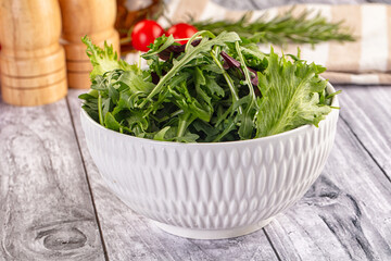 Fresh green ruccola salad leaves