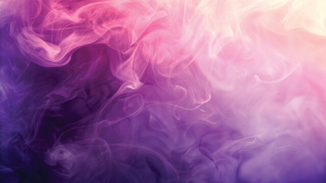 Pink and purple smoke billows in a smooth, flowing wave, creating a dark, colorful, and artful design against a black background