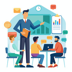 Business meeting with presentation and discussion teamwork