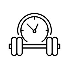 training, workout time icon. linear design icon vector illustration, pictogram isolated on white background. color editable
